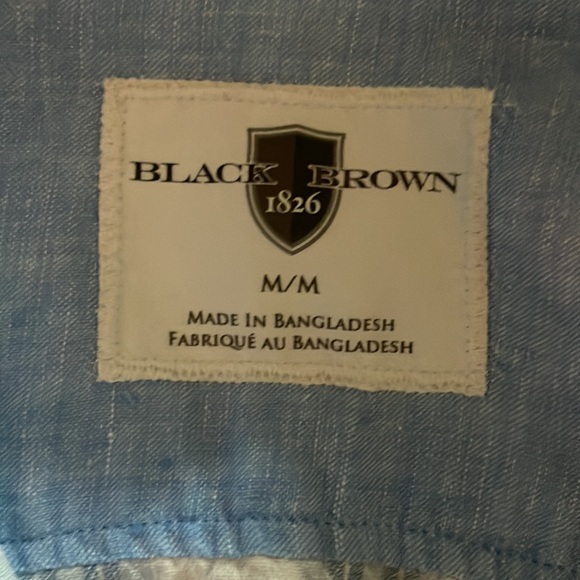 Black Brown linen button down shirt - Picture 3 of 4